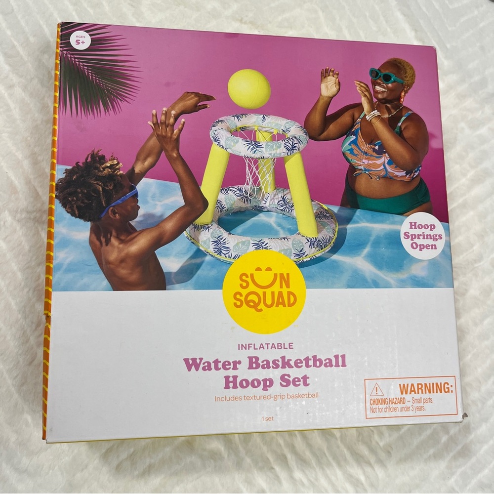 Sun‎ Squad Inflatable Water Basketball Hoop Set nwt